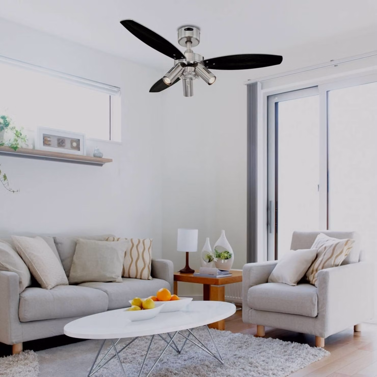 Westinghouse Ventilatore Jet Plus con telecomando JET, Legno scuro, Soggiorno / Sala da pranzo, Legno, Moderno