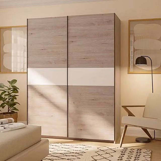 Armadio Camera da Letto Manita, Guardaroba 2 Ante 2 Ripiani, 150x204h cm Marrone Rovere
