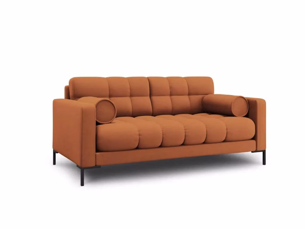 Divano 2 posti Bali di Cosmopolitan Design in tessuto strutturato arancione matt con cuscini inclusi L: 152 cm, P: 75 cm, H: 35 cm – 2
