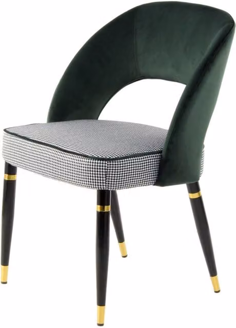 Set 2 sedie Courtney 500 in velluto verde e oro