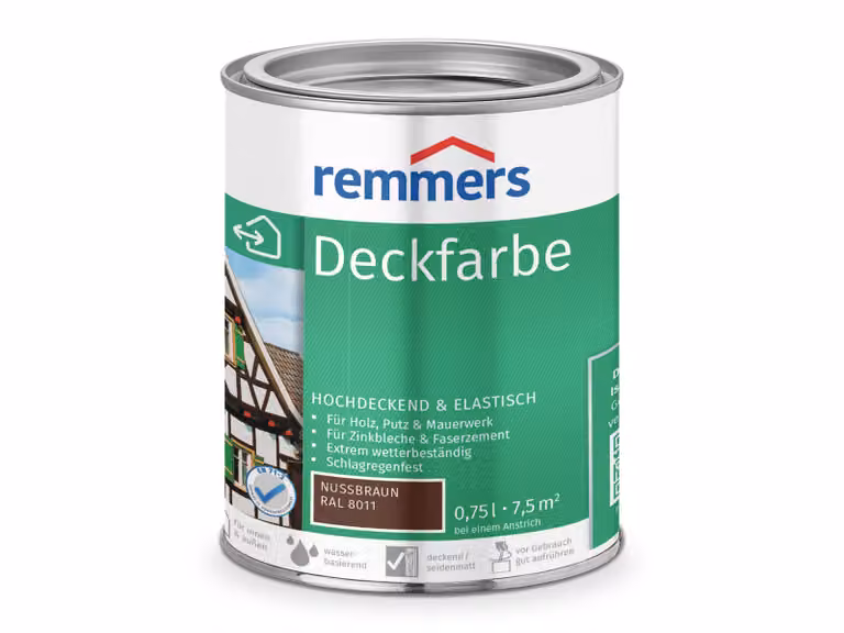 Remmers Deckfarbe Nussbraun 0,75 L Eimer