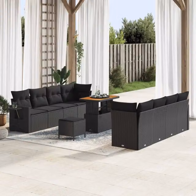 Set Divano da Giardino Nero polyrattan 3363669