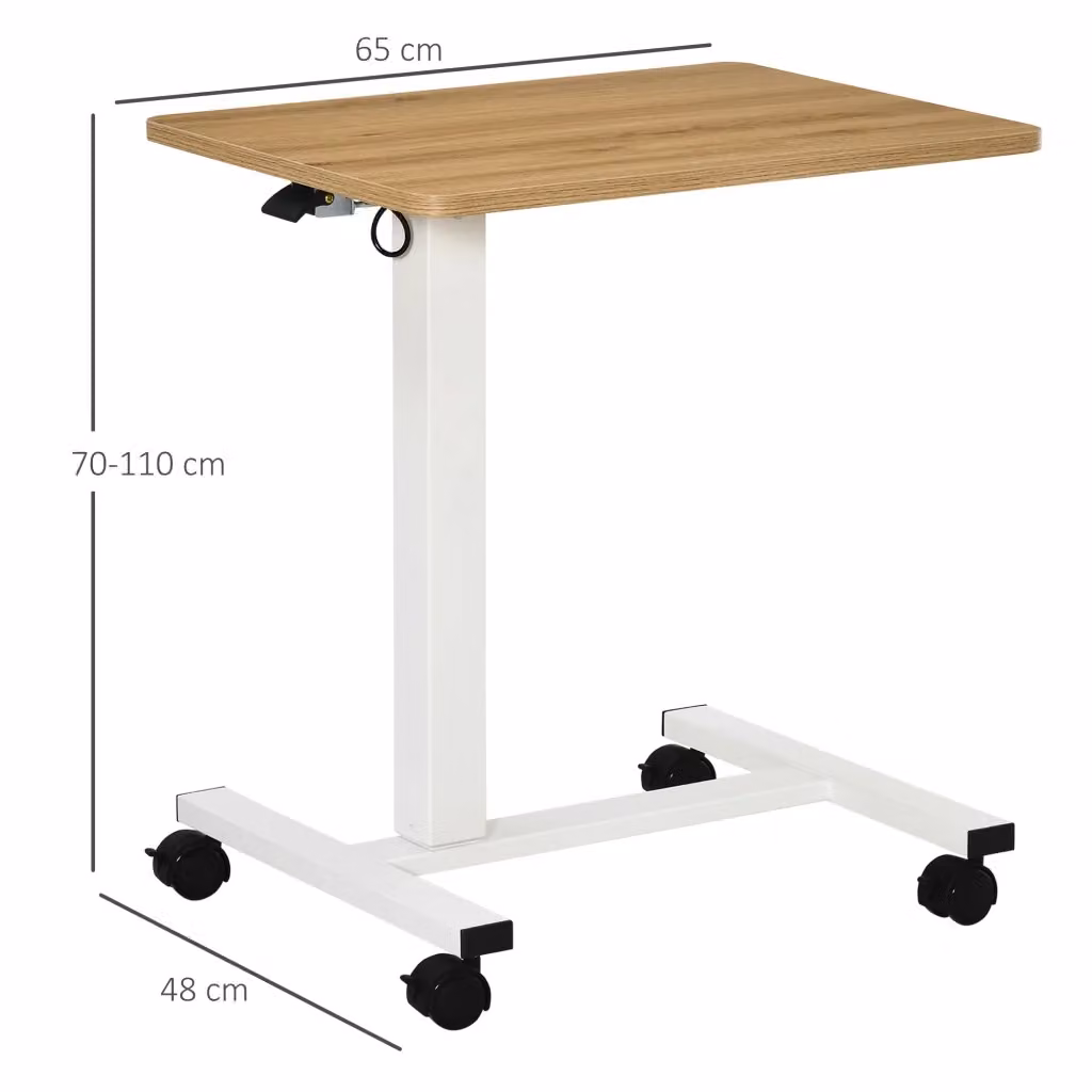 Scrivania regolabile in altezza WISHDOR con ruote e struttura in legno e metallo, colore bianco – 2