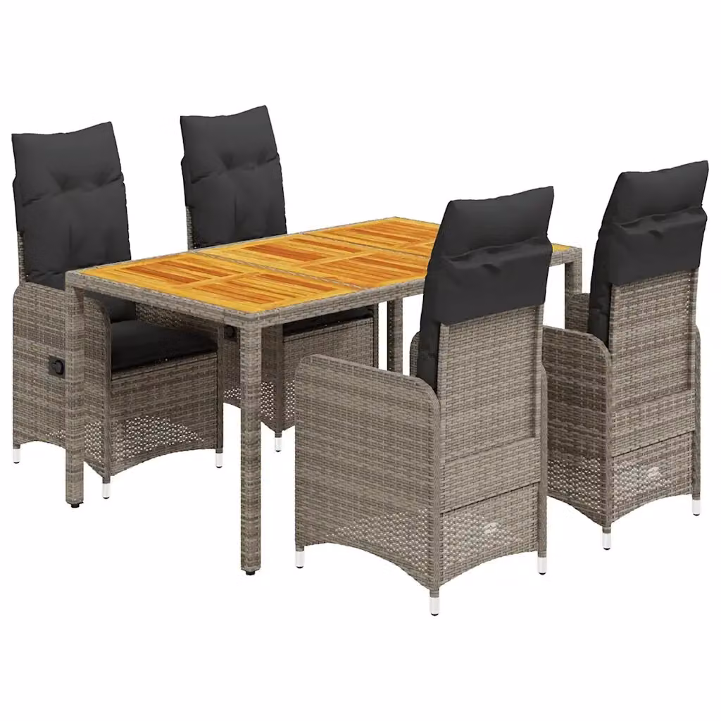 Set Bistrò da Giardino vidaXL 5 pz in Polyrattan e Legno di Acacia Grigio – 2