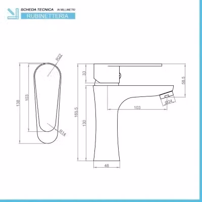 Set di miscelatori per lavabo, bidet e vasca Inbagno serie Lizzy in ottone nero satinato matt – 2
