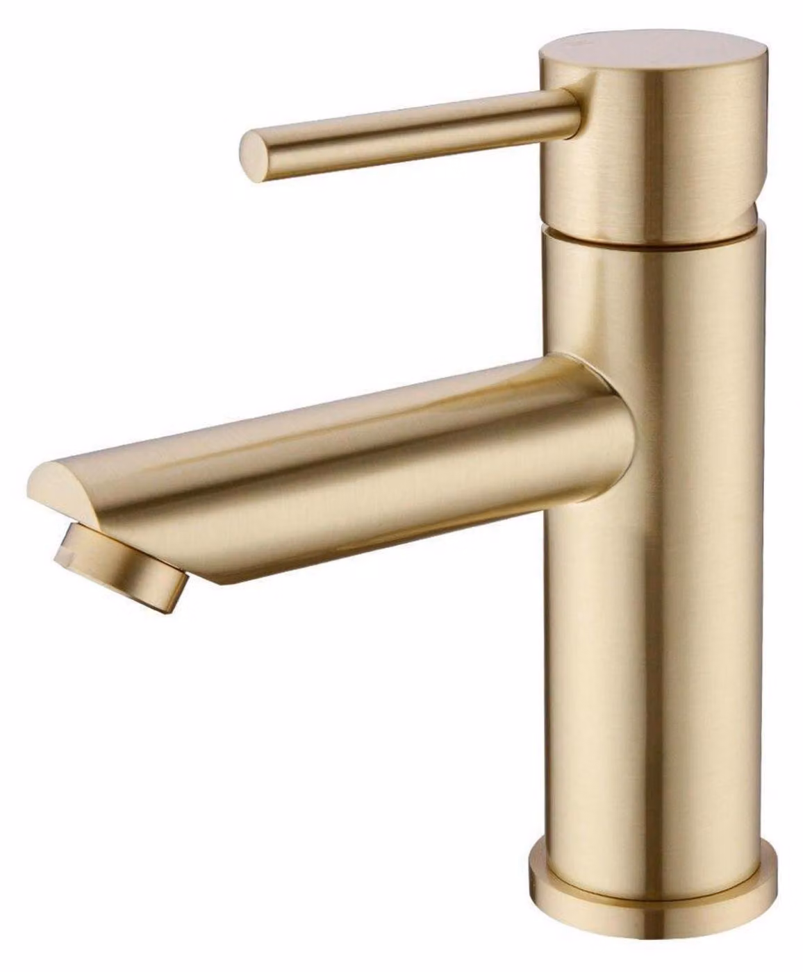 Miscelatore per lavabo, monocomando, in ottone spazzolato, finitura oro, modello compatto