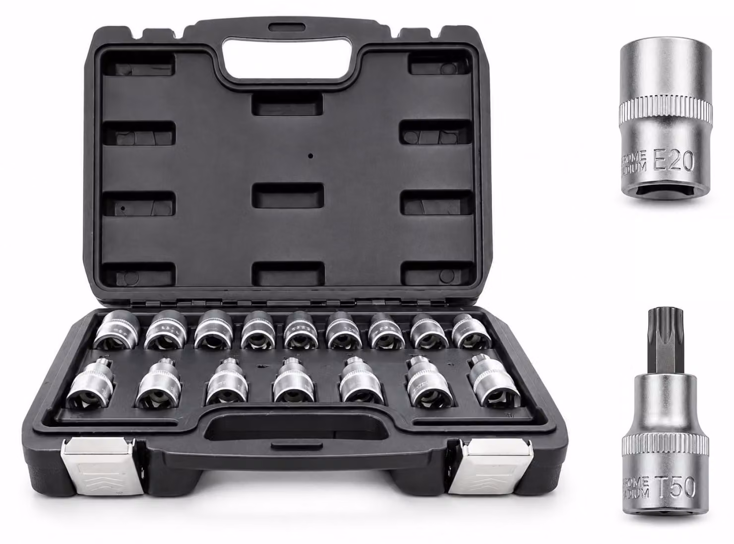 Bituxx Set di bussole Torx 16 pezzi, nero, MS-13382