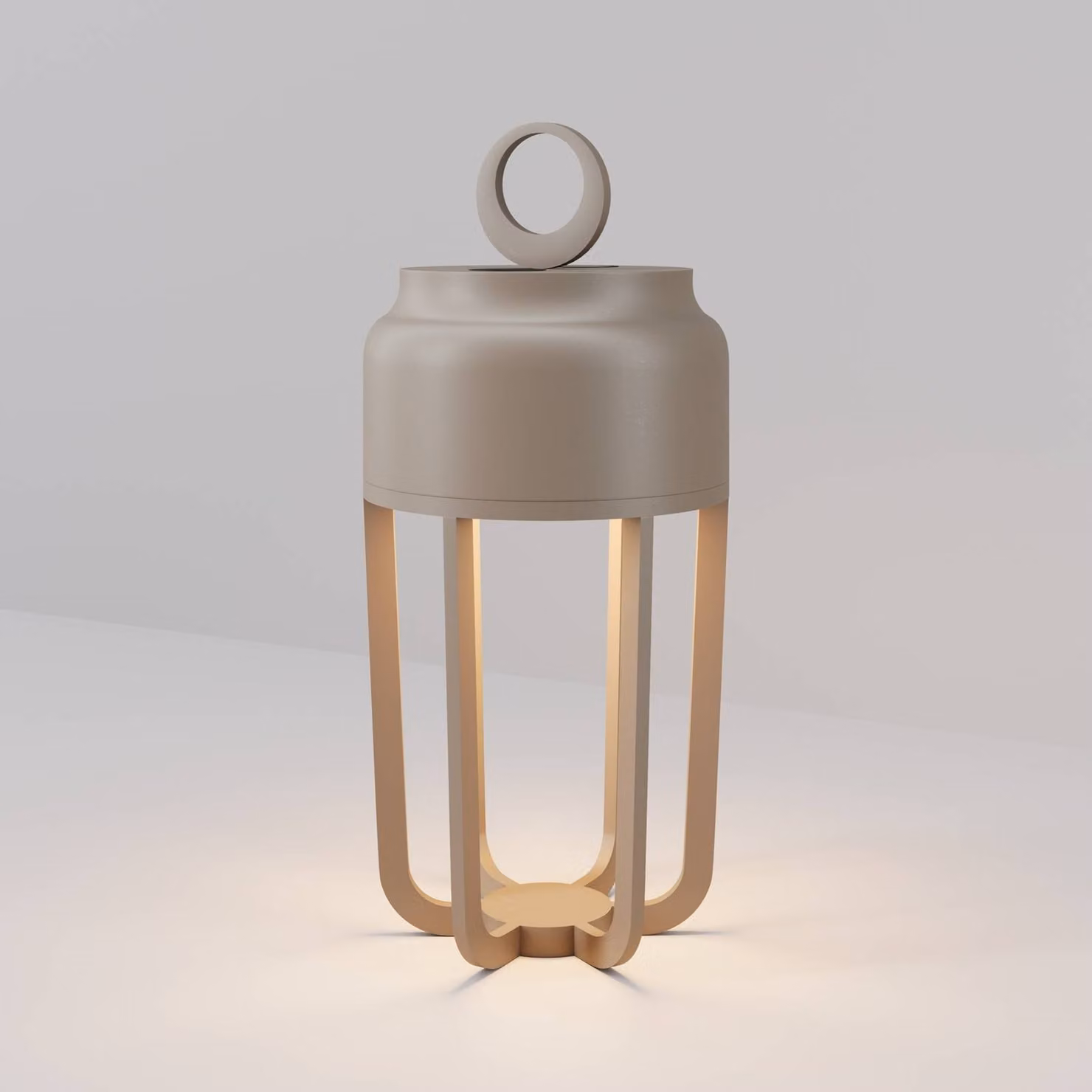 Maytoni Lampada LED da tavolo ricaricabile Vetra, beige, altezza 22 cm, metallo, IP54, dimmerabile, Crema / Ambra, Soggiorno / Sala da pranzo, Metallo, Moderno