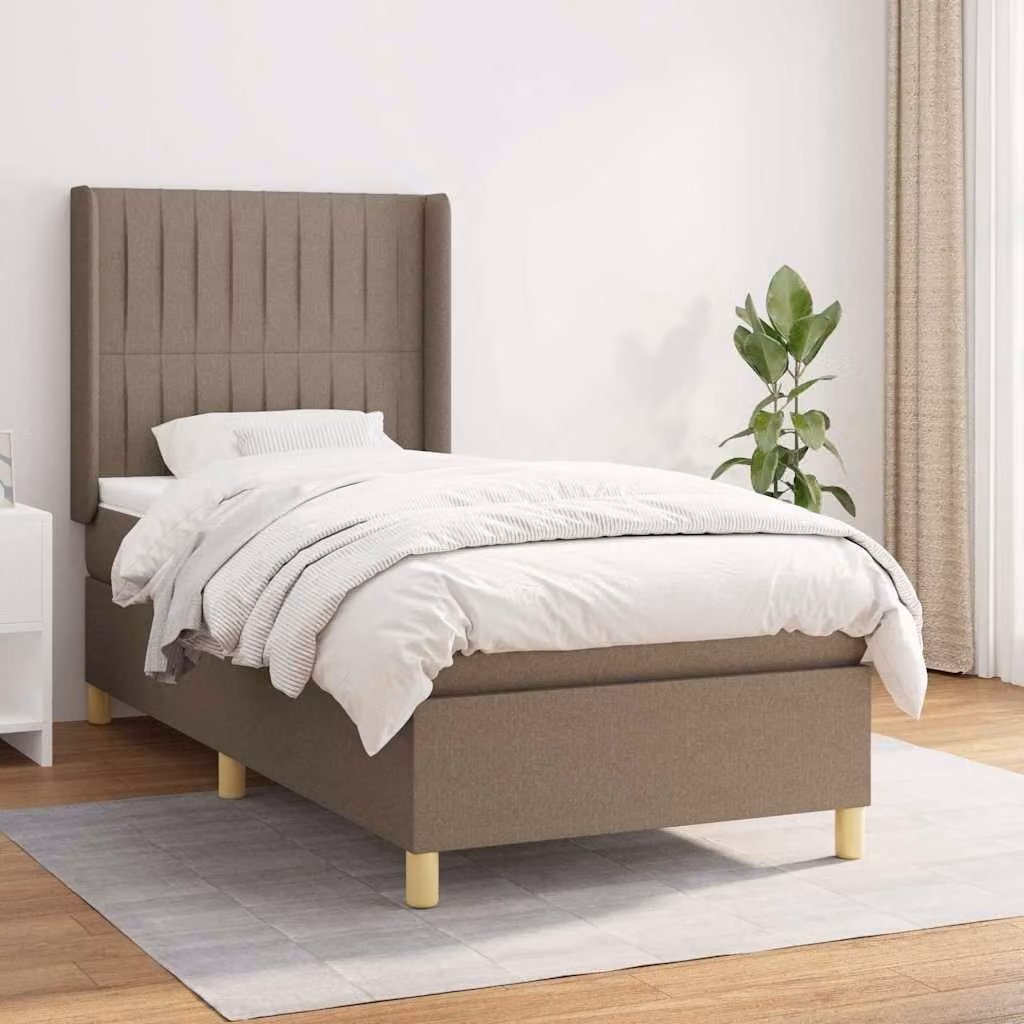 Giroletto a molle con materasso vidaXL in tessuto tortora, L/P/H: 80 x 200 x 25 cm – 1