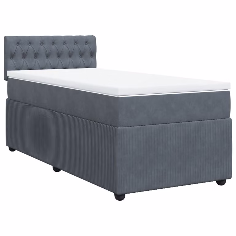 Giroletto a Molle con Materasso Grigio Scuro 80x200 cm Velluto