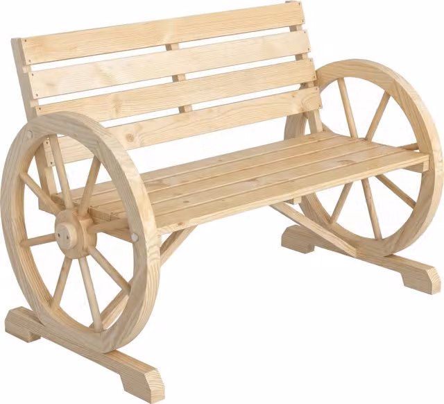 Outsunny Panchina da Giardino a 2 Posti con Braccioli in Legno di Abete Stile Country, L: 105.5 cm, P: 56 cm, H: 79 cm, Colore Legno – 1