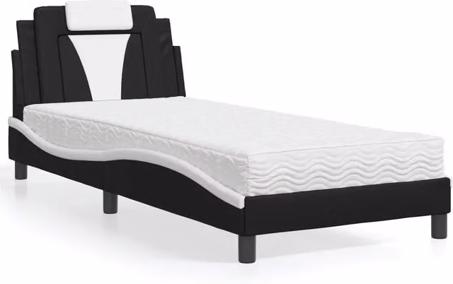Letto Viana con Materasso Nero e Bianco 90x190 cm in Similpelle 3208766