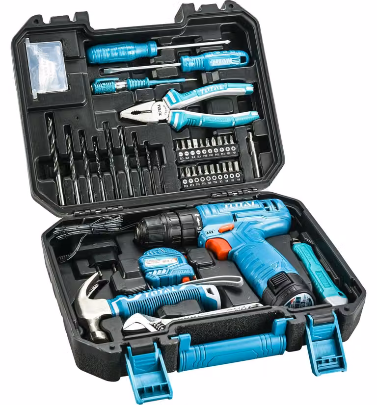 Aku Total THKTHP10812 trapano avvitatore AKU 12V Li-ion con set di utensili 81 pz.