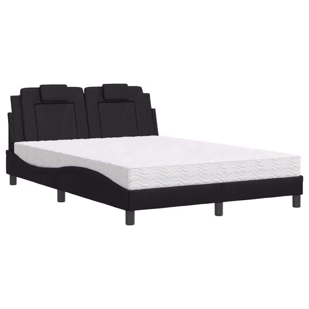 Letto Viana vidaXL con materasso in similpelle nero, L/P/H: 218 x 120 x 74,5 cm – 2