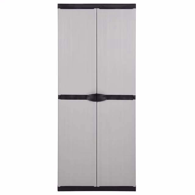 Armadietto da giardino vidaXL con ripiani interni e serratura, Grigio e Nero, L: 68 cm, P: 40 cm, H: 168 cm