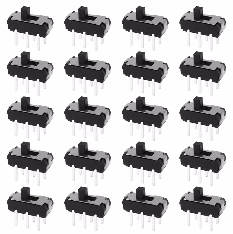 40 interruttori a scorrimento DPDT, 6 pin, 2 mm, per montaggio su breadboard