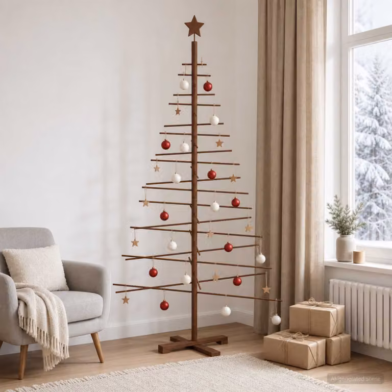 vidaXL Albero di Natale in legno 180 cm Bambù e legno di pino massello