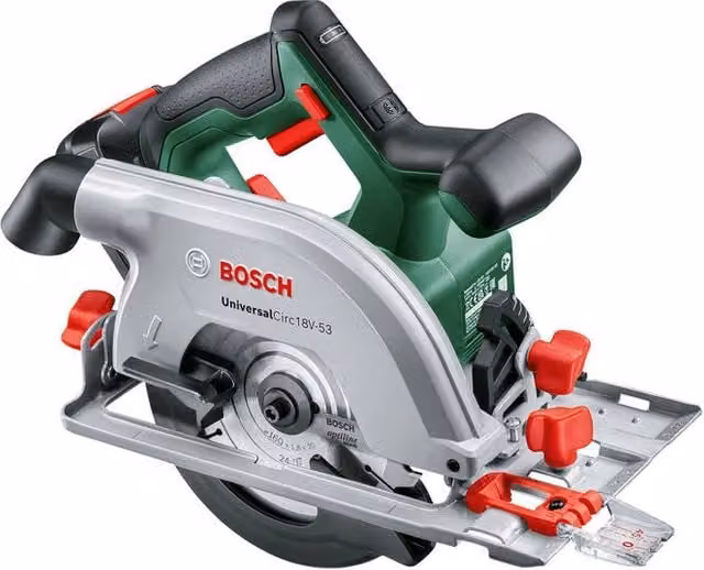 Bosch Circ 18V-53 Sega Circolare a Batteria Nero Verde con Diametro Lama 16 cm e Profondità di Taglio 5,3 cm