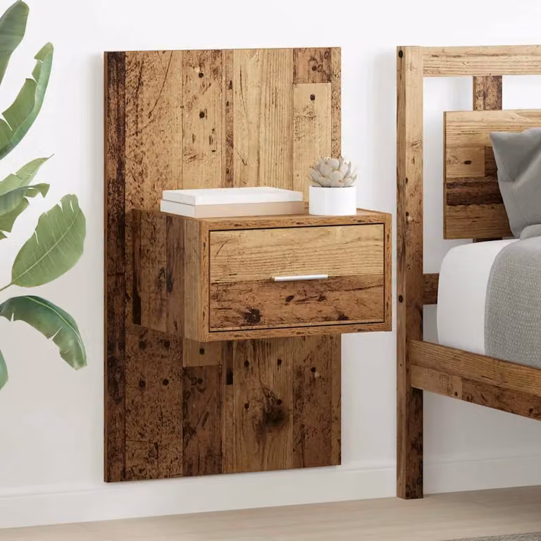 Set di 2 Armadi da Notte vidaXL in Legno Vecchio Marrone L: 50 cm, P: 32,5 cm, H: 80 cm