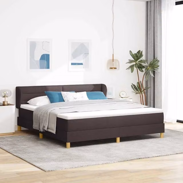 Letto moderno con materasso a molle insacchettate vidaXL in tessuto marrone L 180 x P 200 cm – 1