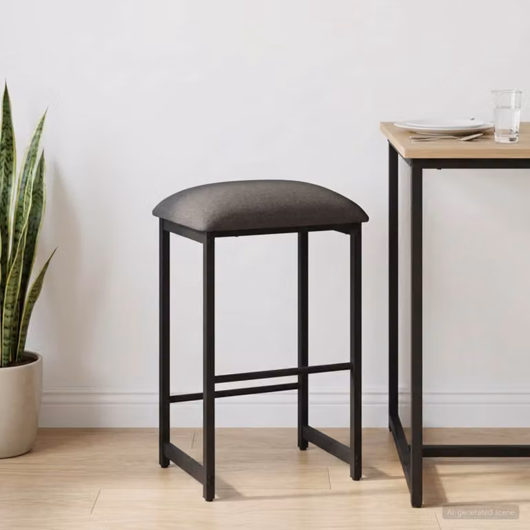 Sgabello da bar moderno vidaXL in tessuto grigio L 40 cm x P 32 cm x H 64 cm