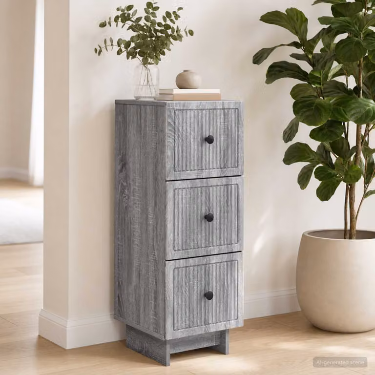 Carrello mobile con cassetti vidaXL Grigio Sonoma, L 33 cm x P 34,5 cm x H 90 cm