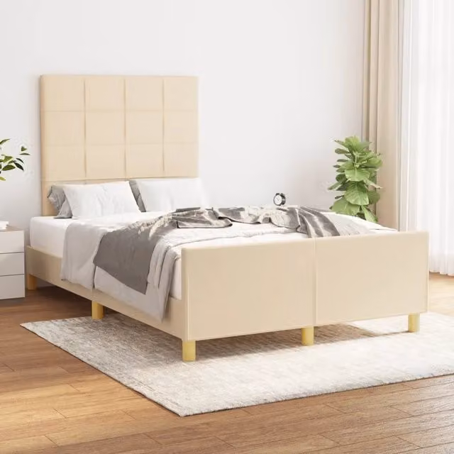 Giroletto vidaXL in legno di larice e tessuto beige senza materasso L/P/H: 200 x 120 x 126 cm