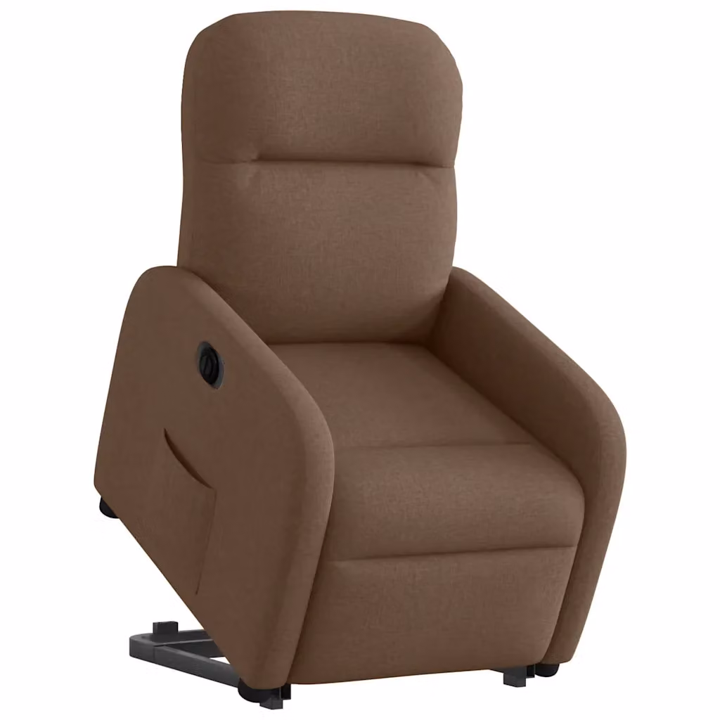 Poltrona Alzapersona Reclinabile Elettrica vidaXL in Tessuto Marrone con Braccioli e Funzione Auto-Return – 2