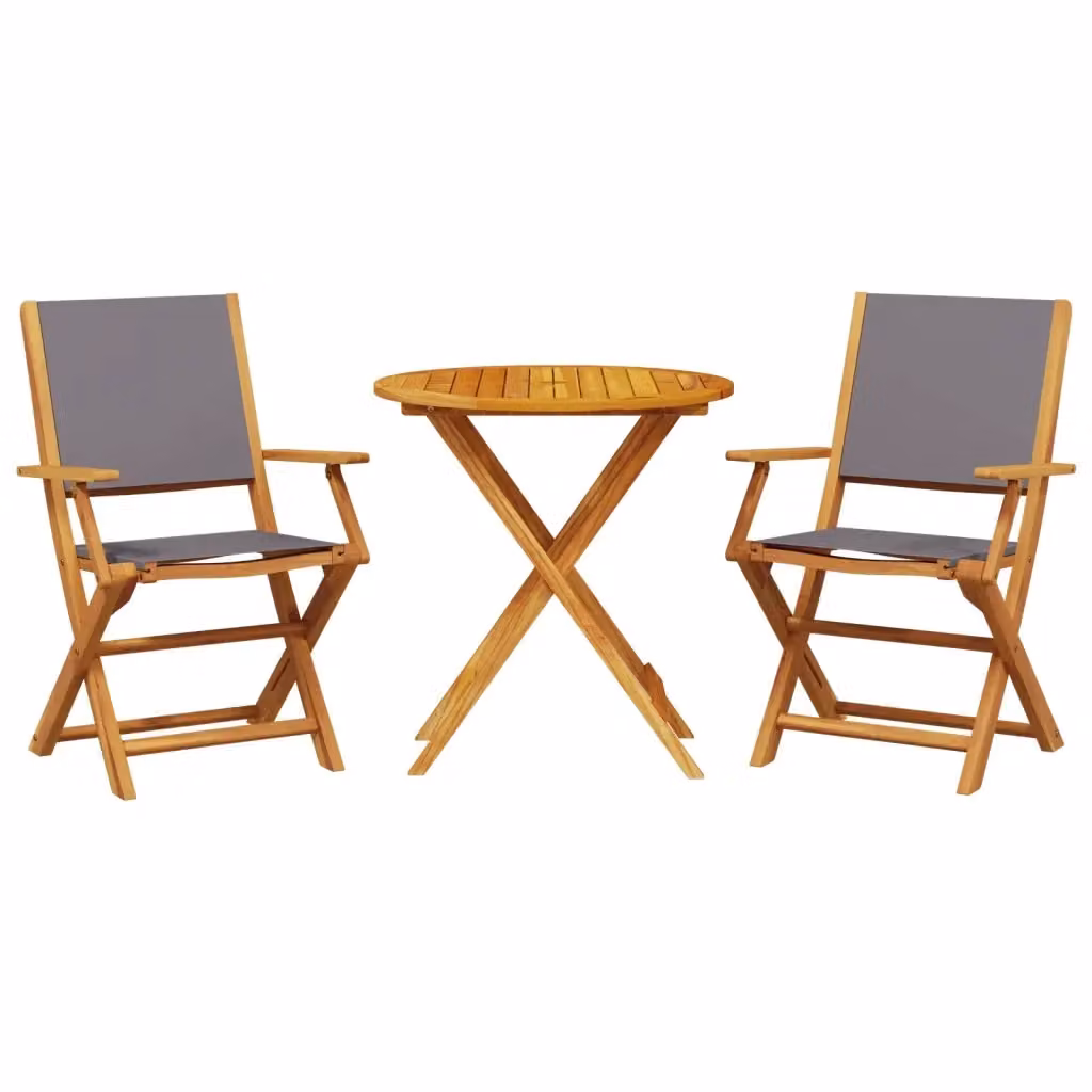 Set da Bistrot vidaXL 3pz in Legno di Acacia Olio Antracite – 2