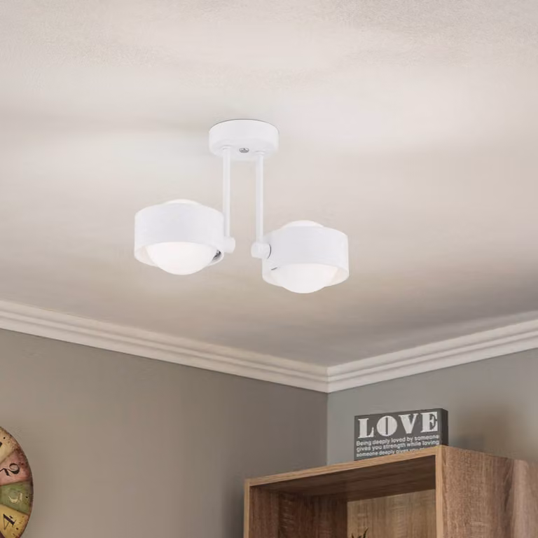 Plafoniera soffitto Mado Argon, dimmerabile, Bianco / Opale, Soggiorno / Sala da pranzo, Metallo, Moderno, Plafoniera