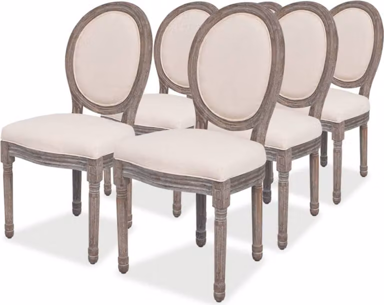 The Living Store Sedie da pranzo 6 pezzi. Tessuto crema