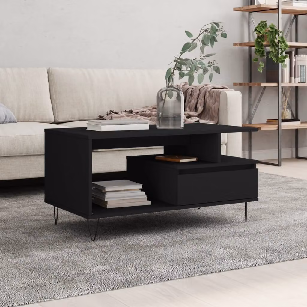 Maison Exclusive - Tavolino nero 90x49x45 cm Materiale ligneo