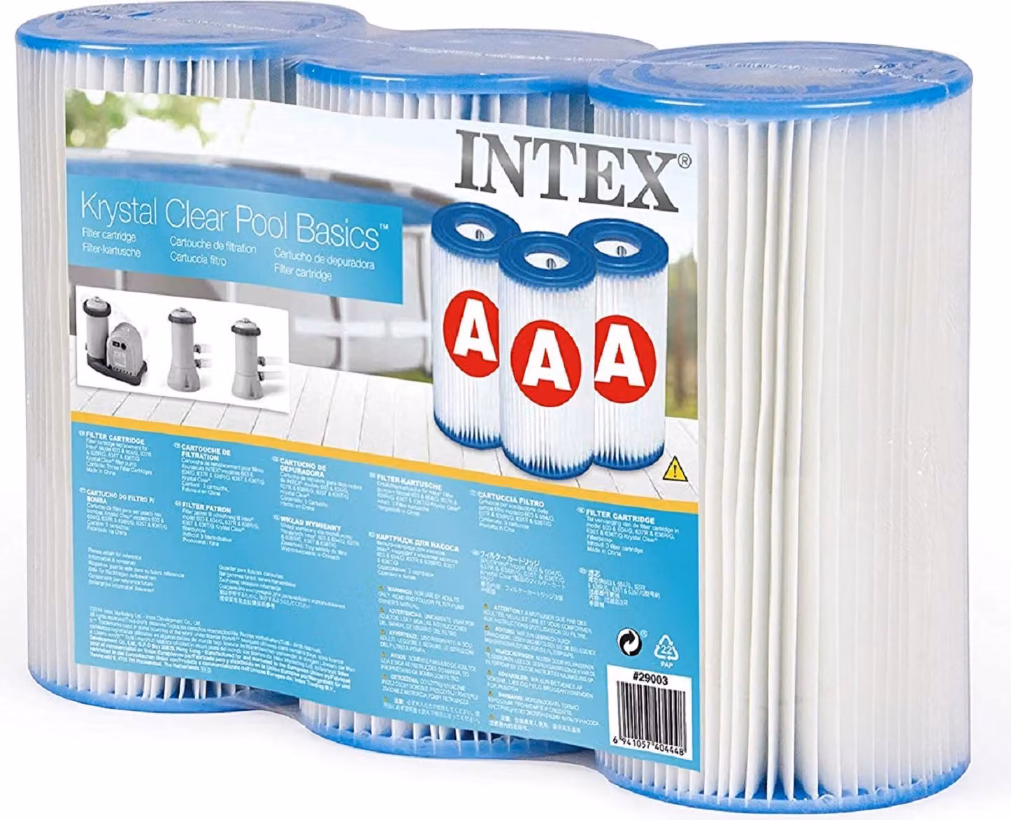 Cartuccia filtrante INTEX tipo A 20 cm, Ø esterno 10,7 cm, Ø interno 4,7 cm, confezione da 3 // Cartuccia filtrante filtro piscina filtro di ricambio filtro pompa piscina filtro a lamelle set da 3