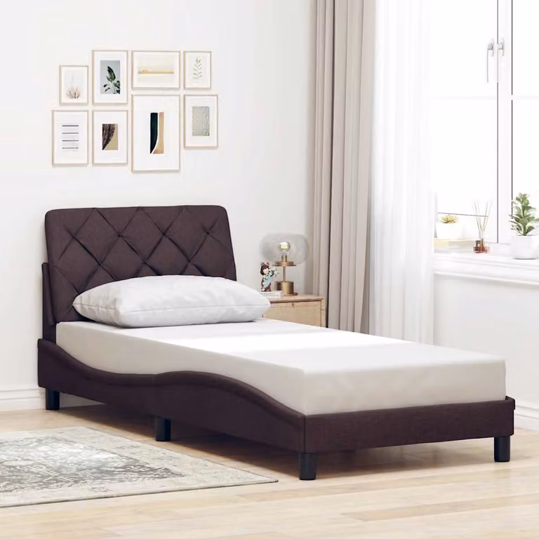 vidaXL Giroletto senza Materasso in Tessuto Marrone Scuro L/P/H: 200 x 80 x 218 cm