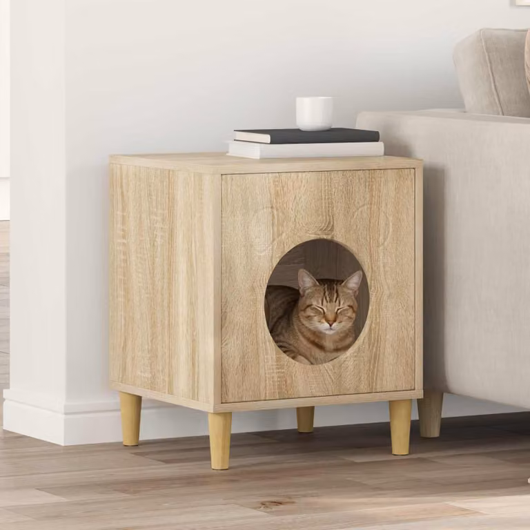 Casa per Gatti vidaXL in Legno Ingegnerizzato, Colore Marrone e Beige, L 42,5 x P 40 x H 53 cm