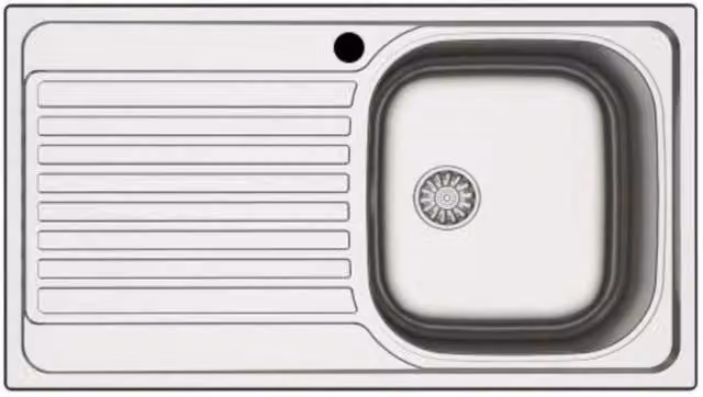 Lavello incasso cucina MP861VSX acciaio 86x50 cm una vasca e gocciolatoio sinistro