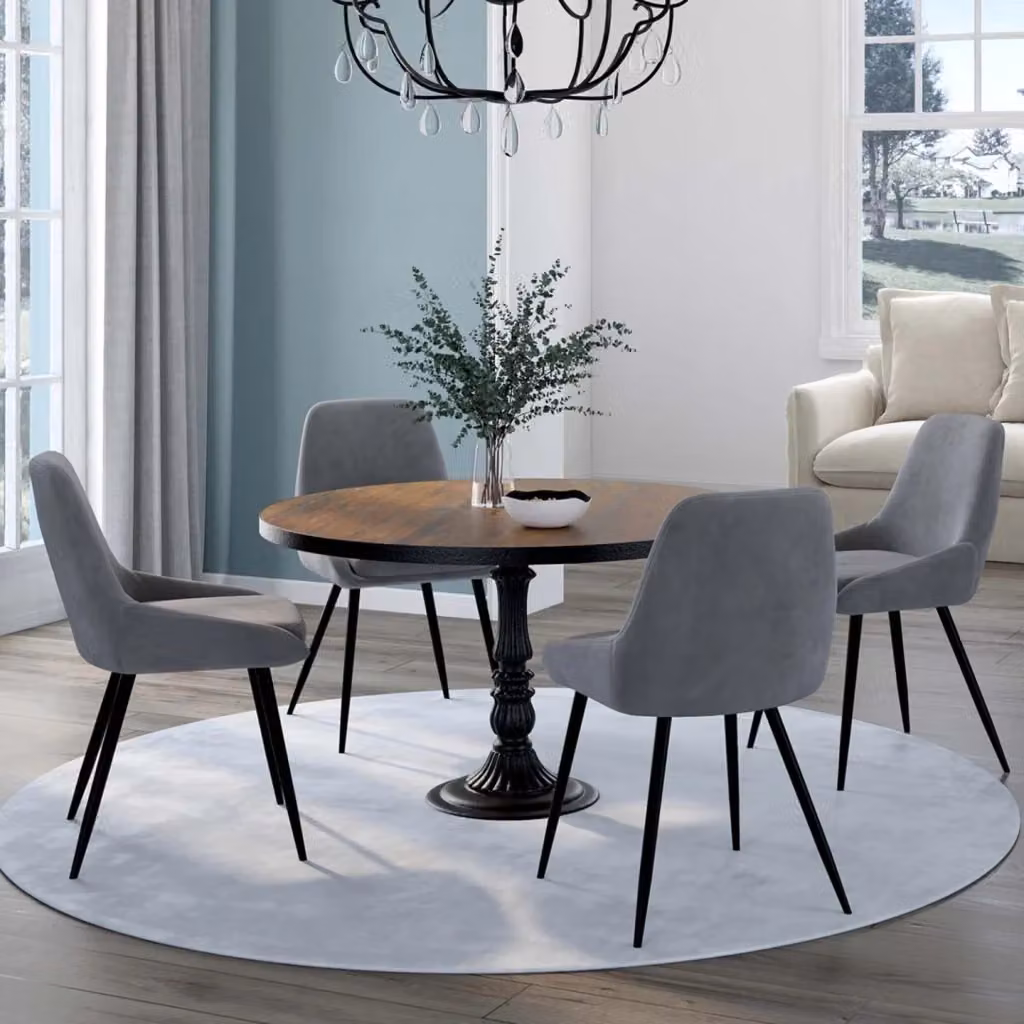 Set di 4 sedie THALYA IDMarket in velluto grigio chiaro con braccioli e struttura in metallo – 2