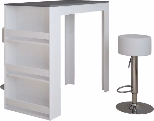 Set tavolo bar con 2 sgabelli Vicco Repose Bianco e Antracite L: 117 cm, P: 57 cm