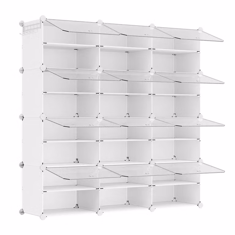 Scarpiera Modulare a 6 Scomparti, Bianco / 12 Scomparti