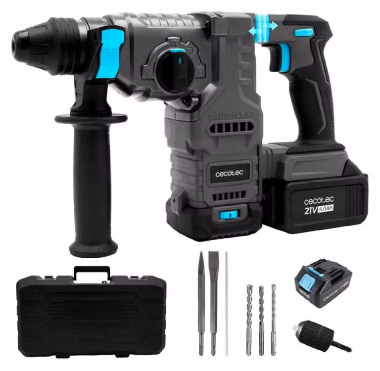 Martello perforatore SDS Plus Cecotec Colossus 8000 ShockAbsorber, con potenza di 3 Joule, batteria NEX21 e motore brushless