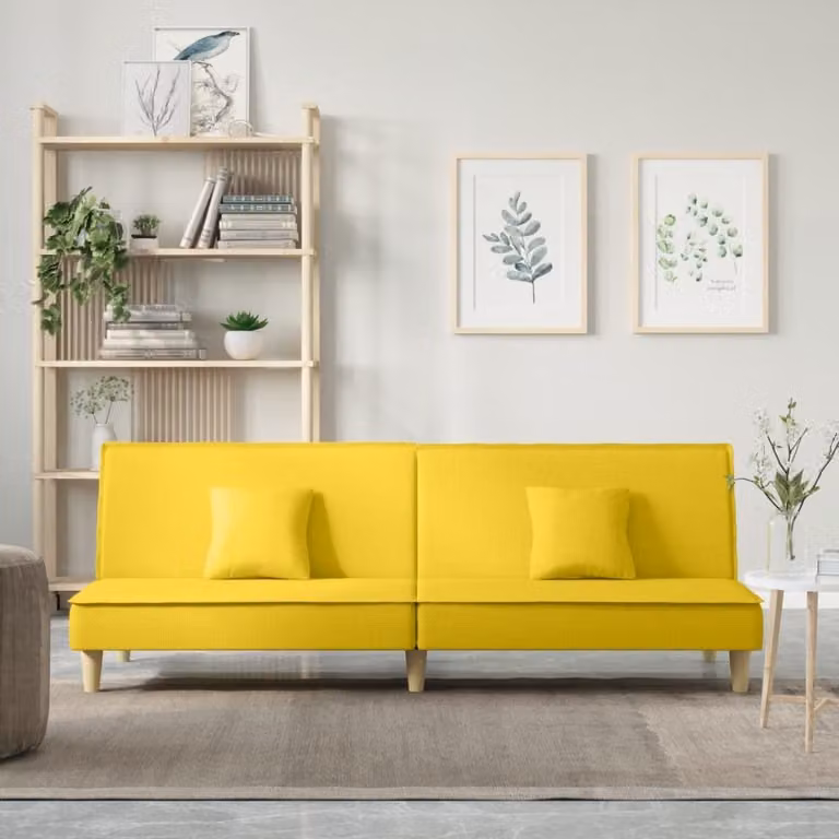 Maison Exclusive - Divano letto, colore giallo chiaro, rivestito in tessuto