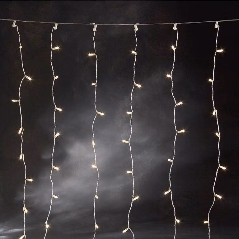 Tenda luminosa, 160 luci brillanti, 24 V, grado di protezione IP44, cavo trasparente