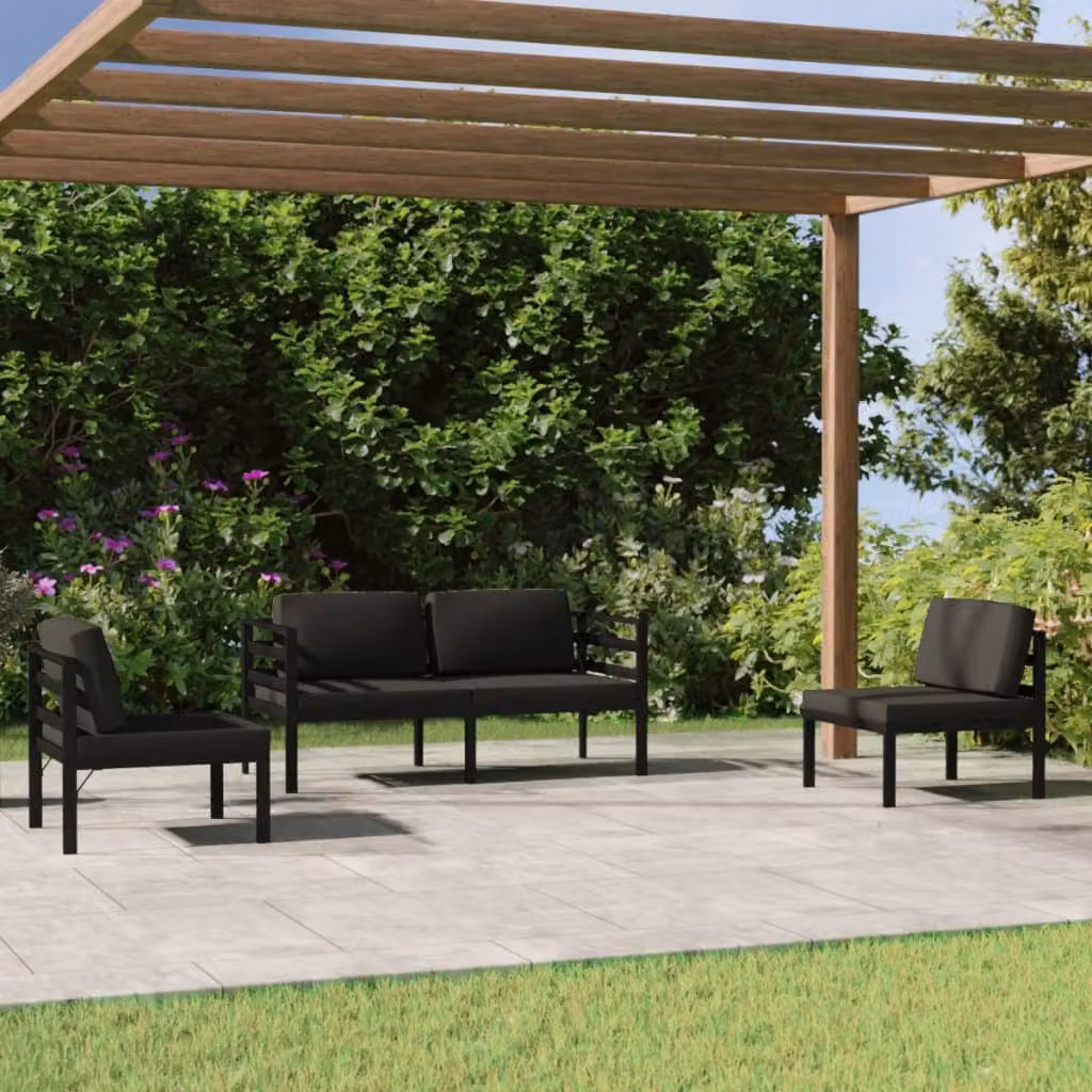Maison Exclusive - Set Divani da Giardino 4 pz con Cuscini in Alluminio Antracite