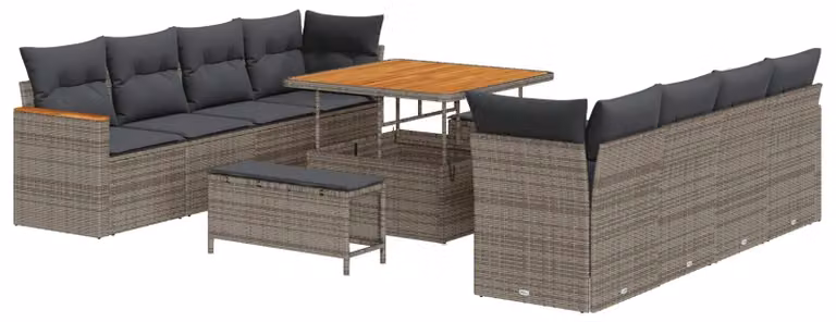 Set Divano da Giardino 11 pcs Grigio polyrattan