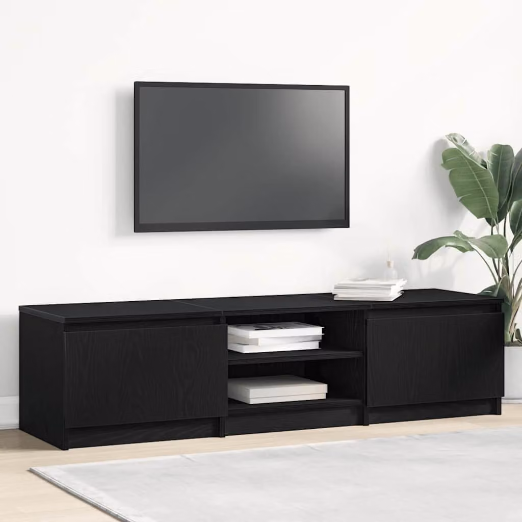 Mobile TV vidaXL in legno multistrato Rovere Nero L: 140 cm, P: 40 cm, H: 36 cm