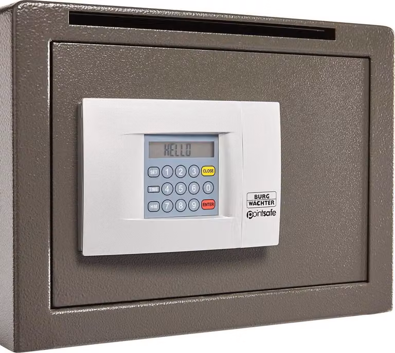 Cassaforte per mobili BURG-WÄCHTER Point-Safe P2 E EWS con serratura a combinazione elettronica e fessure di inserimento, incl. ripiano, porta a doppia parete