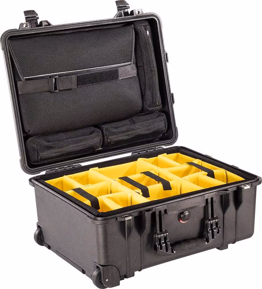 Peli - 1560SC - Custodia protettiva - Custodia per studio - con set di divisori - con organizer per il coperchio - nera