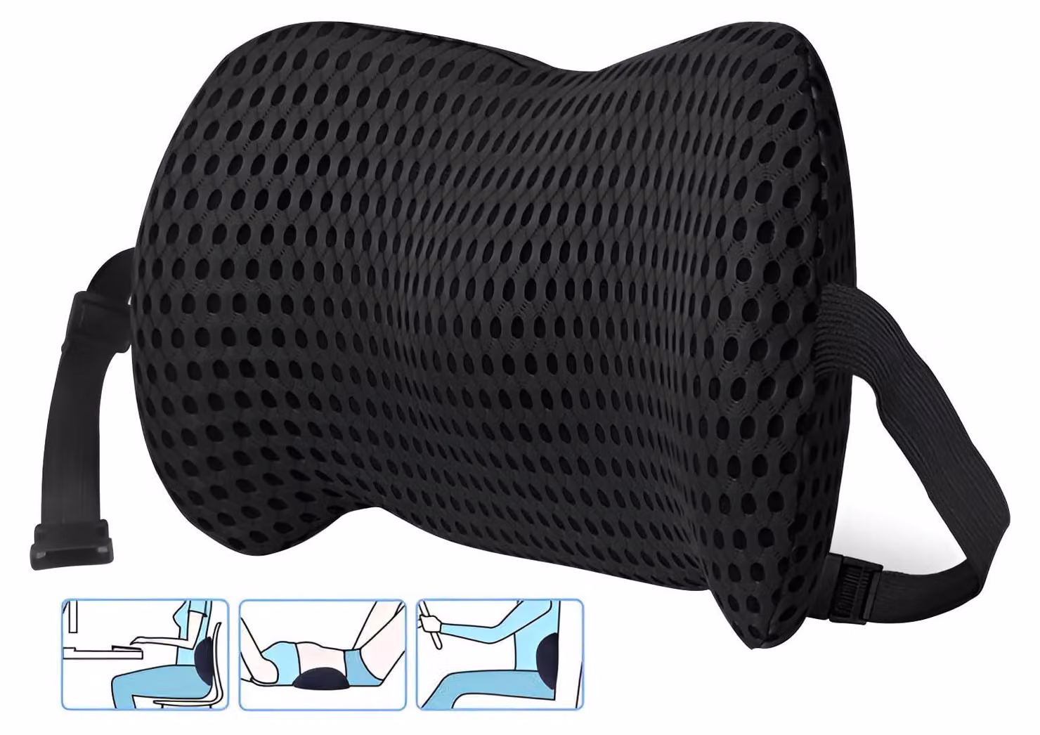 Omgoods - Cuscino lombare per auto e sedia da ufficio - Supporto ergonomico per la schiena