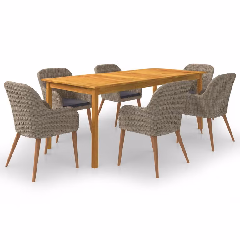 Maison Exclusive - Set da pranzo da giardino, 7 pezzi, marrone