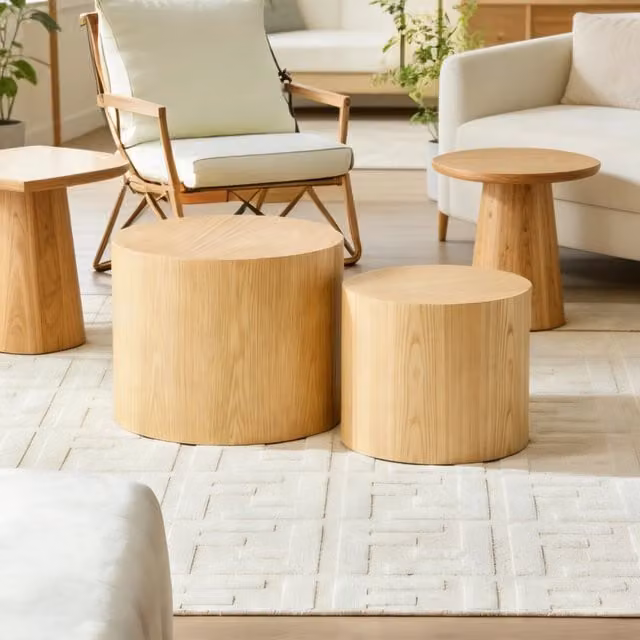Set di tavoli nidificanti rotondi Zephmum in legno multicolore L/P/H: 48 x 38 cm e 38 x 32 cm – 1